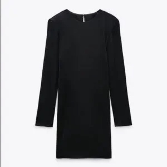 Zara | Long Sleeve Textured Satin Mini Dress - Picture 1 of 11
